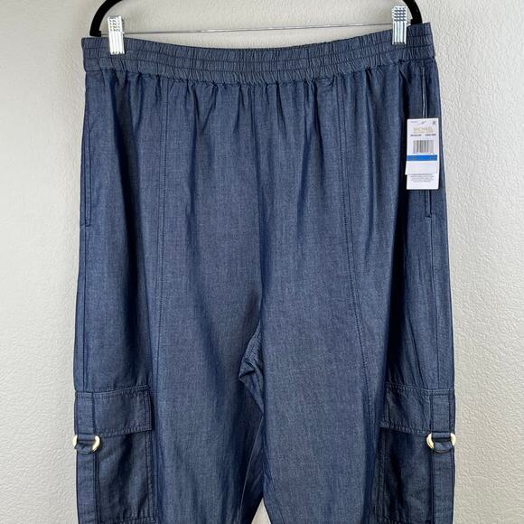 Michael Kors Indigo Blue High Rise Wide Leg Pull-On Utility Ankle Pant XL NWT - Picture 5 of 16